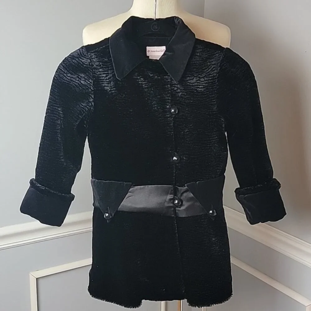 AMERICAN GIRL Rebecca Black Faux Fur Satin Winter Holiday Party Dress Pea Coat 7
